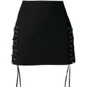 NWT Regna,Black & Gold, High-Grommeted Lace-Up Skirt,Lightweight,Size S